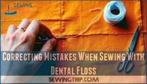 correcting mistakes when sewing with dental floss