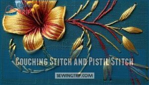 couching stitch and pistil stitch