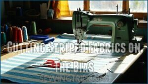 cutting striped fabrics on the bias