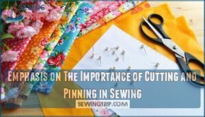 emphasis on the importance of cutting and pinning in sewing