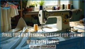 final tips and recommendations for sewing with crepe fabric