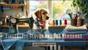 fingerless gloves and dog bandanas