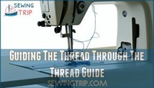 guiding the thread through the thread guide