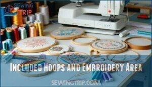 included hoops and embroidery area
