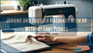 janome and brother machines with or without foot pedals
