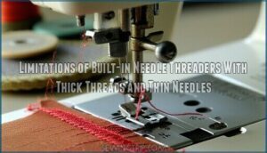 limitations of built-in needle threaders with thick threads and thin needles