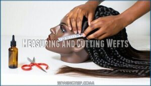 measuring and cutting wefts