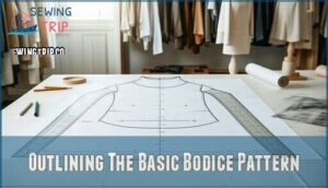 outlining the basic bodice pattern