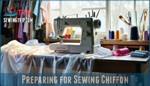 preparing for sewing chiffon