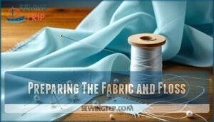 preparing the fabric and floss