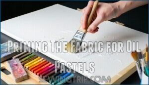 priming the fabric for oil pastels
