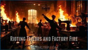 rioting tailors and factory fire