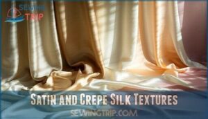 satin and crepe silk textures