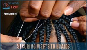 securing wefts to braids