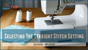 selecting the straight stitch setting