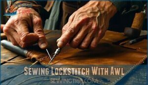 sewing lockstitch with awl