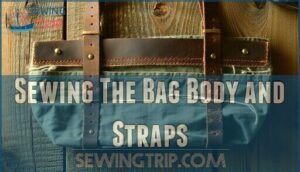 sewing the bag body and straps