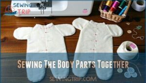 sewing the body parts together
