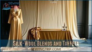 silk-wool blends and taffeta