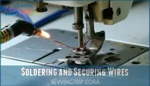 soldering and securing wires
