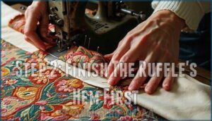 step 2: finish the ruffle's hem first