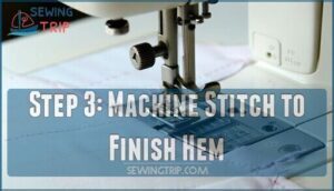 step 3: machine stitch to finish hem