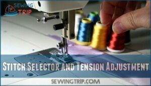 stitch selector and tension adjustment