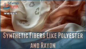 synthetic fibers like polyester and rayon