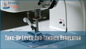 take-up lever and tension regulator