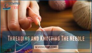 threading and knotting the needle