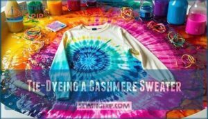 tie-dyeing a cashmere sweater