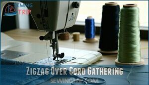 zigzag over cord gathering