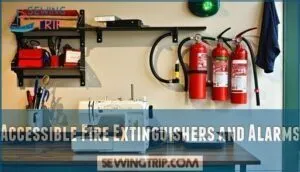 accessible fire extinguishers and alarms