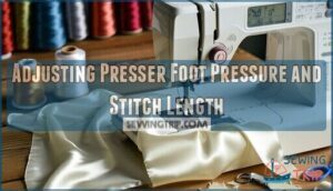 adjusting presser foot pressure and stitch length