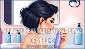 applying heat protectant sprays or serums
