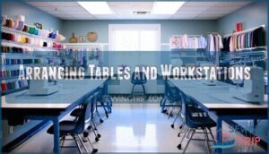 arranging tables and workstations
