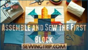 assemble and sew the first block