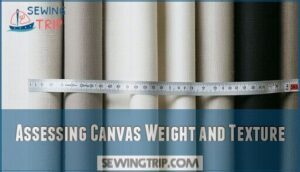 assessing canvas weight and texture