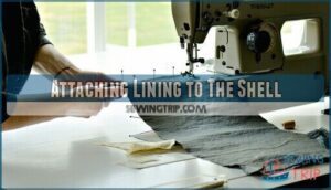 attaching lining to the shell
