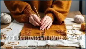 attaching sleeves with mattress stitch