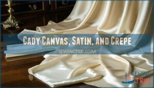 cady canvas, satin, and crepe