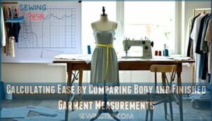 calculating ease by comparing body and finished garment measurements