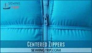 centered zippers