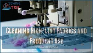 cleaning high-lint fabrics and frequent use
