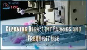 cleaning high-lint fabrics and frequent use