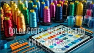 color codes, hex, rgb, and cmyk values