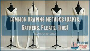common draping methods (darts, gathers, pleats, bias)