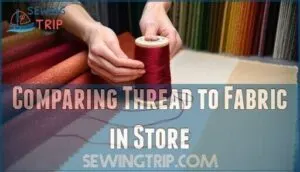 comparing thread to fabric in store