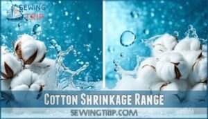cotton shrinkage range