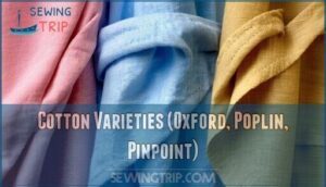 cotton varieties (oxford, poplin, pinpoint)
